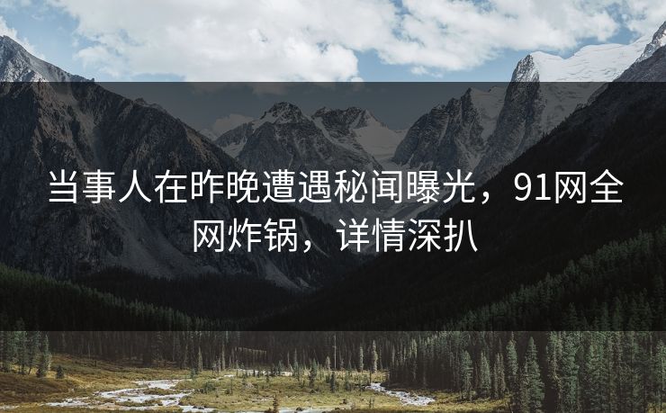 当事人在昨晚遭遇秘闻曝光，91网全网炸锅，详情深扒