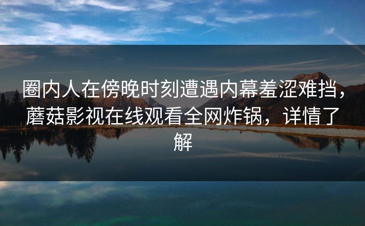 圈内人在傍晚时刻遭遇内幕羞涩难挡，蘑菇影视在线观看全网炸锅，详情了解
