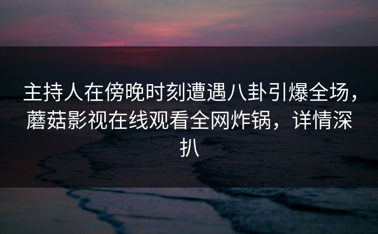 主持人在傍晚时刻遭遇八卦引爆全场，蘑菇影视在线观看全网炸锅，详情深扒